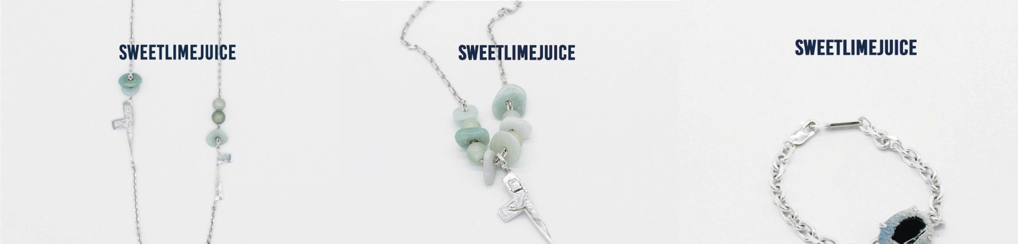 Three pictures of Sweet Lime Juice jewellery