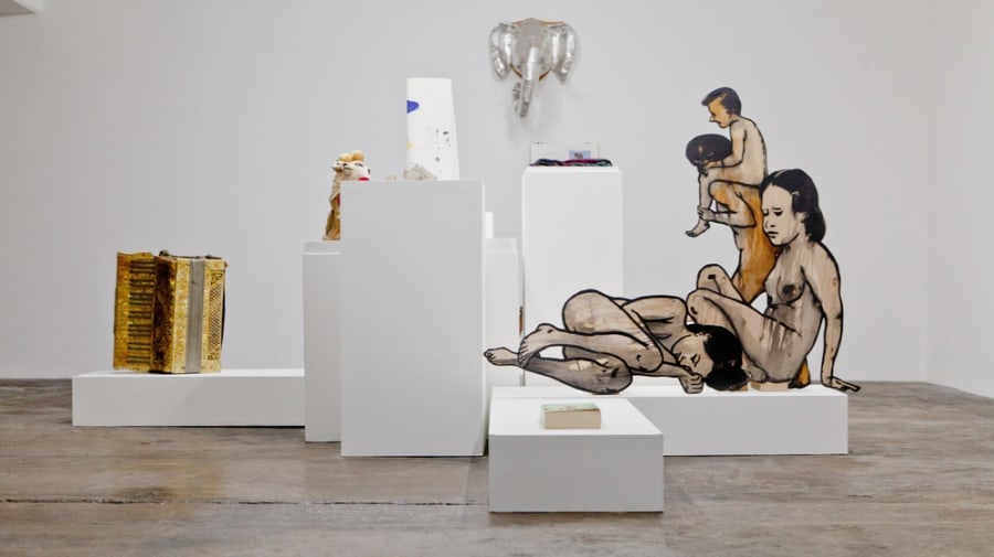 White room with plinths holding artwork, BA Culture, Criticism and Curation, Archive Research by Damilola Ayo-Vaughan, Copyright holder: Alys Tomlinson