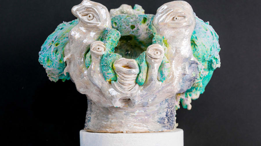 Green and pearl coloured sculpture