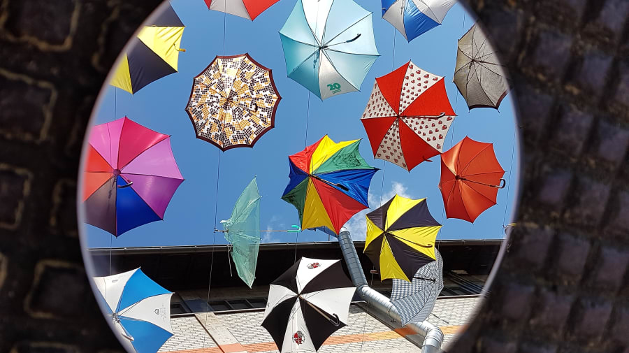 Photograph of an object reflected in a mirror