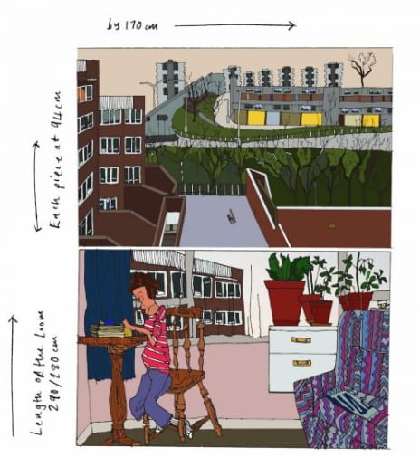 Dharma Taylor – three piece tapestry 2016 – loom length