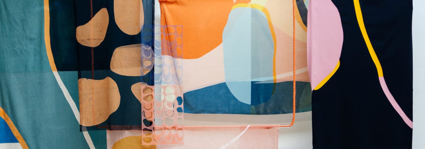 abstract pattern on hanging textiles