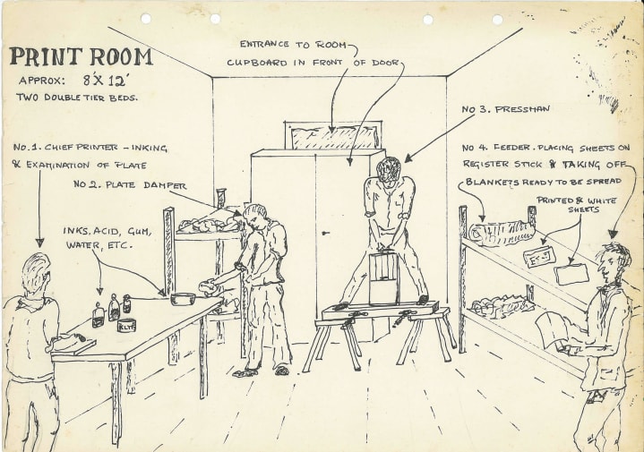 A drawing of the Print Room at LCP,