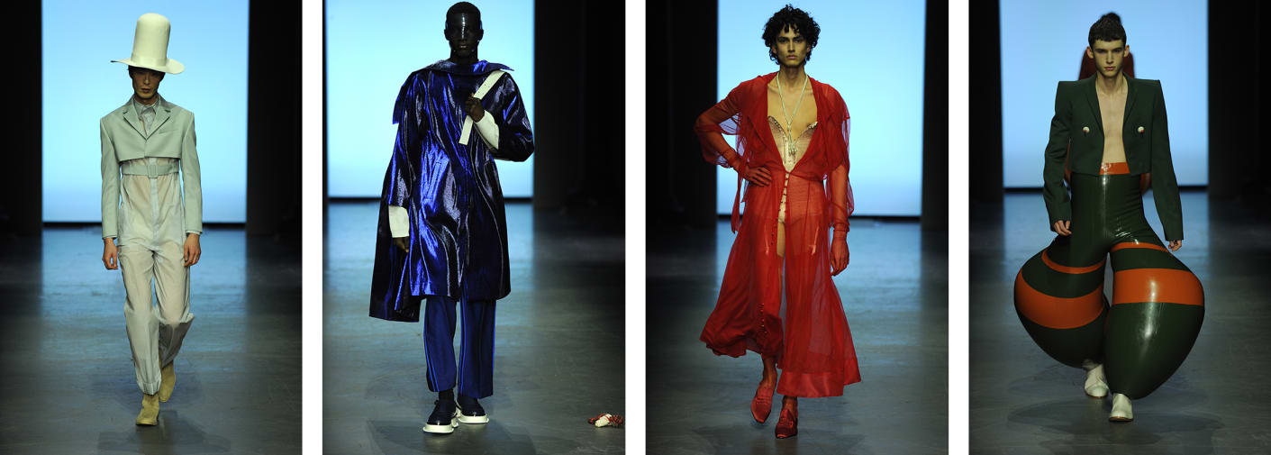 Male models on catwalk