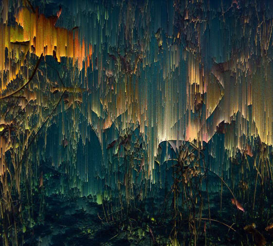 Abstract image in blues, greens and browns
