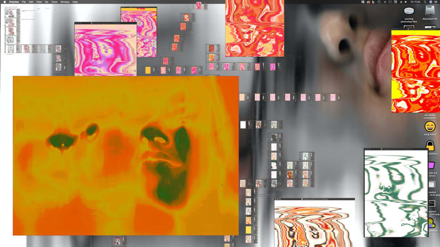 Femi Adeleye, BA Fine Art, progression of a printer scanner portrait