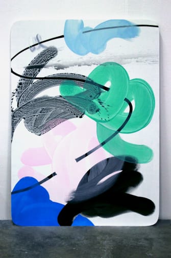 Watergun / Arianne, Jean-Baptiste Lagadec, acrylic and ink on wood, 155 x 110 cm