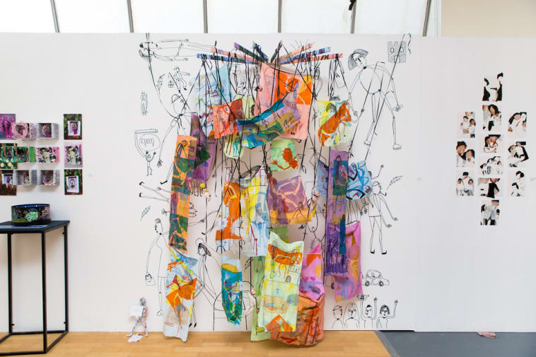 Textile artwork on wall