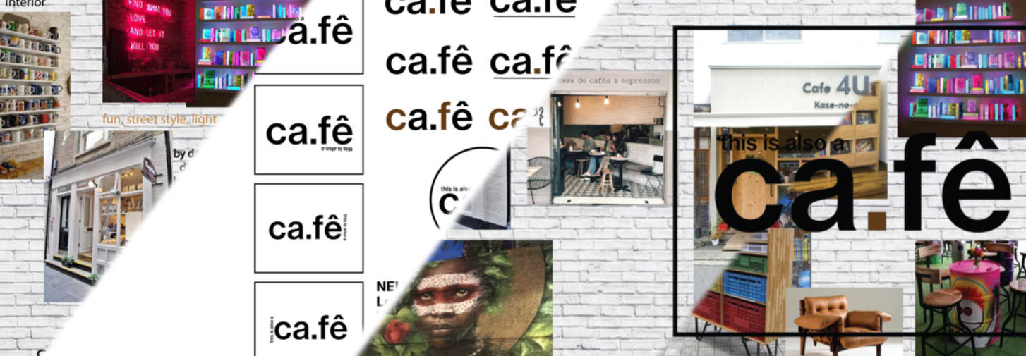 Montage of images featuring examples of Felipe Blasca's logo designs and moodboards.