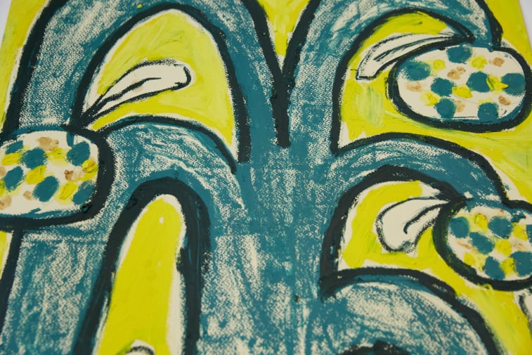 Green and yellow artwork representing a tree, by Yuanyuan Liu, MA Illustration, Camberwell College of Arts, 2023 