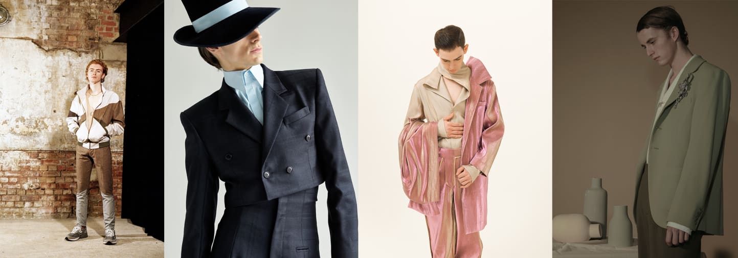 Various male models posing with different outfits