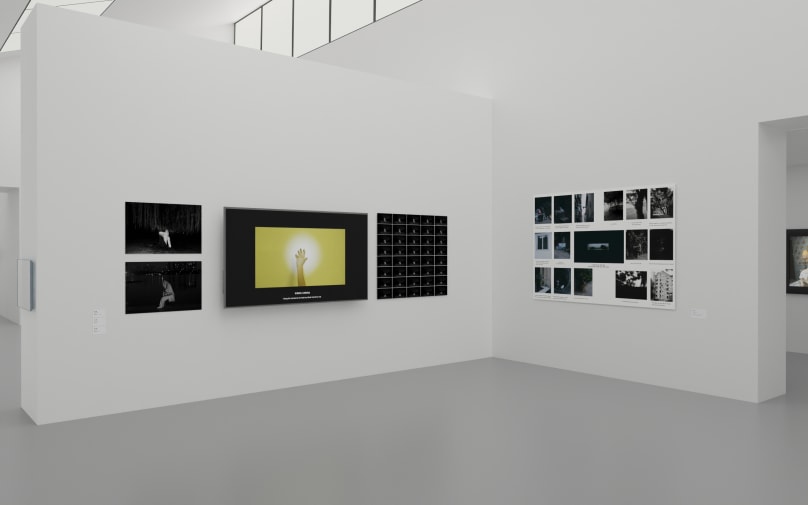 A Sketch-Up concept of an art space showing Gao's work.
