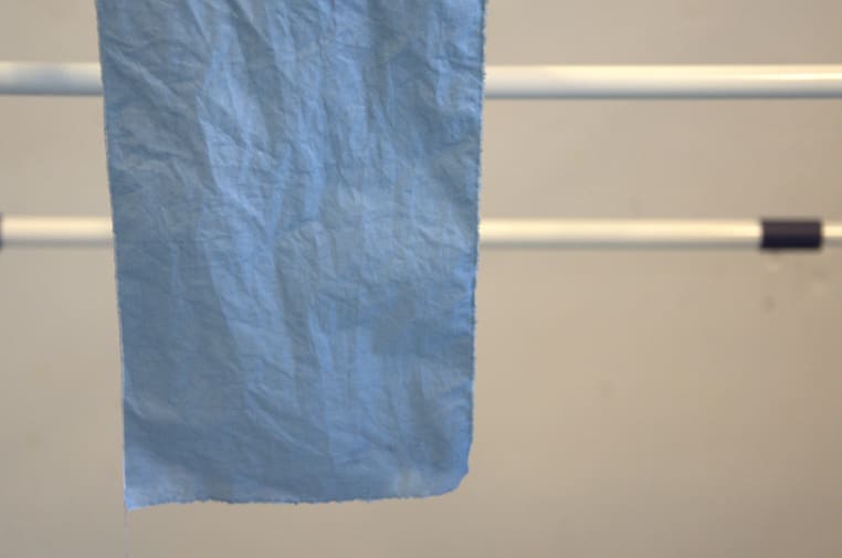 One of the first sample dips on white cotton.