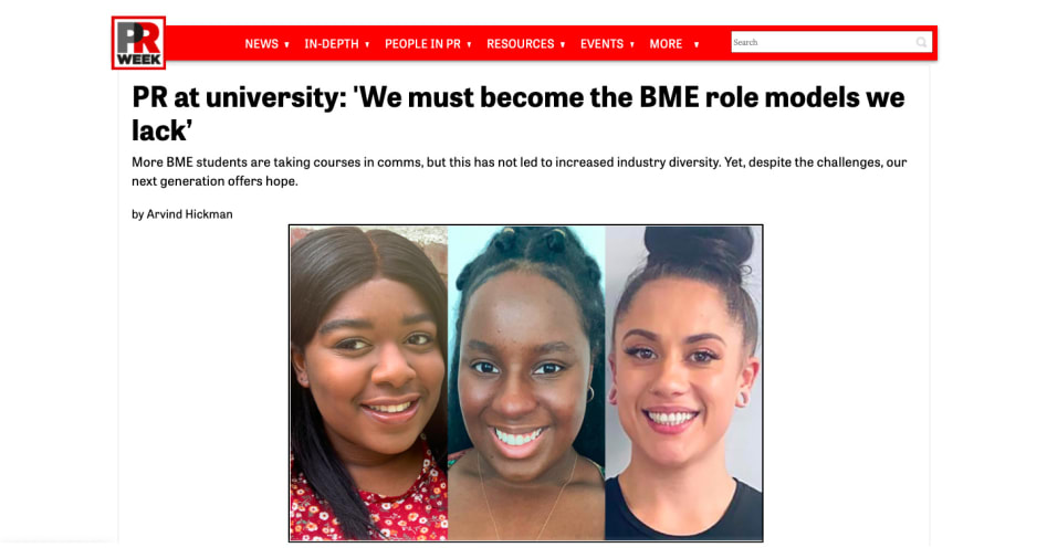 A screenshot of the original article in PRWeek UK.