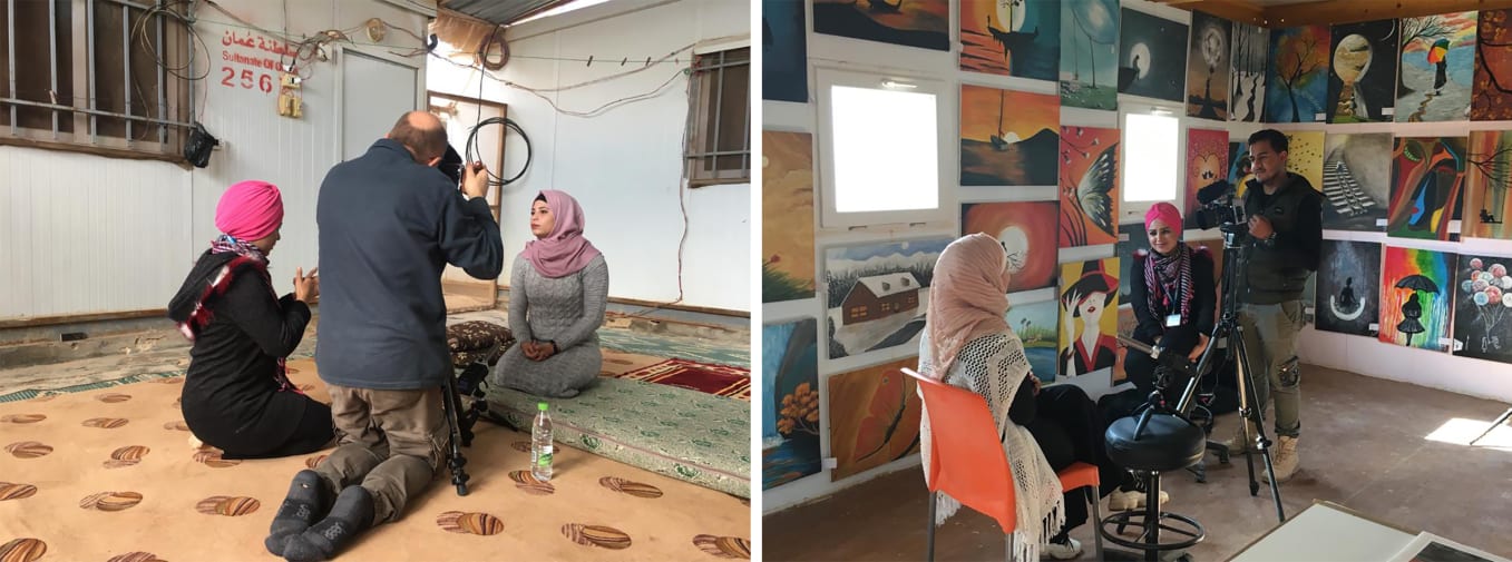 Youseff filming girls in zaatari refugee camp