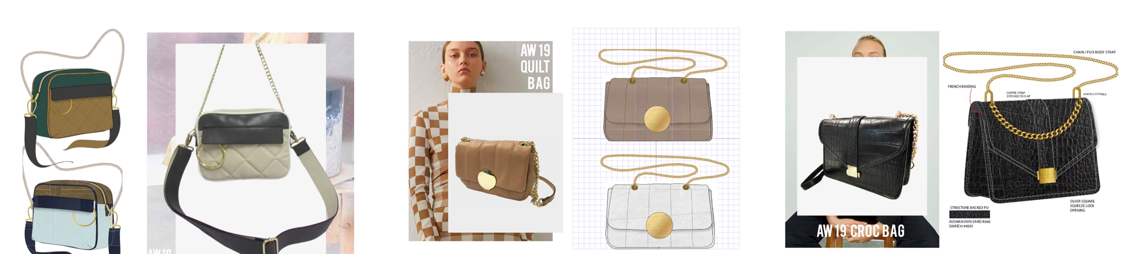 Collage of handbag design prototypes