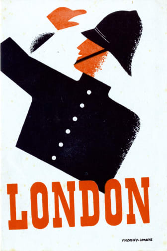 Poster featuring a police officer in uniform and the text 'London'