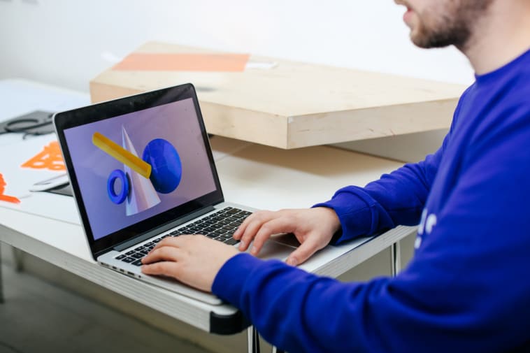 Student using a laptop