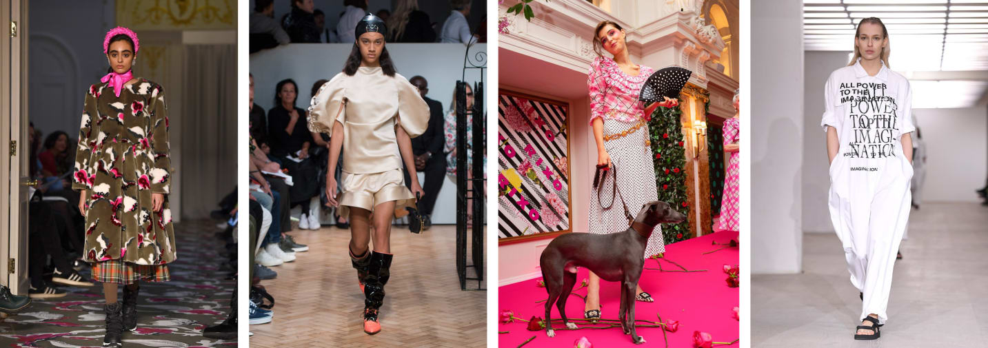 Multiple models on catwalks from London fashion week 2020