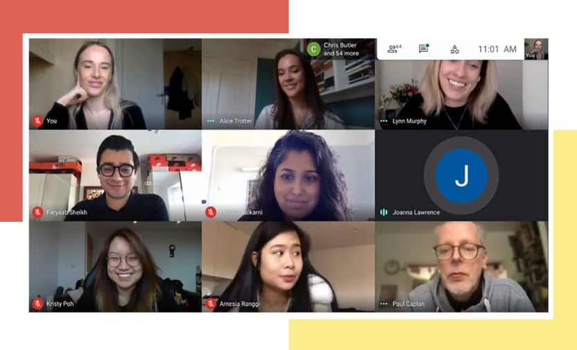 A screenshot of students' live Zoom presentations.