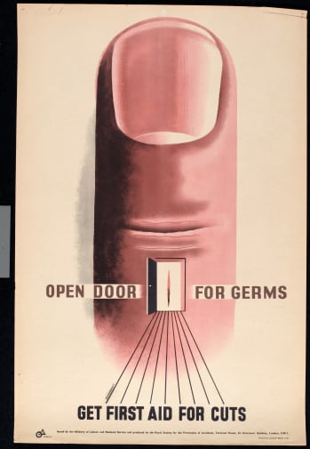Tom Eckersley 'Open door for germs'. TE/1/22/10, University Archives and Special Collections Centre