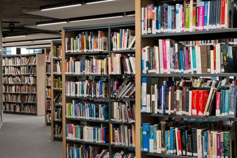 Rows of bookshelves at Camberwell library