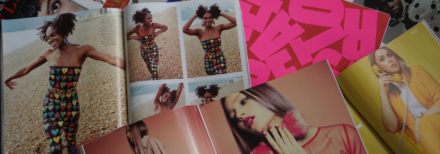 Collage with various fashion magazines