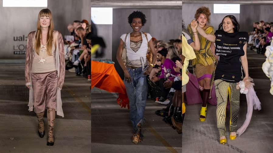 An image of three women on a catwalk