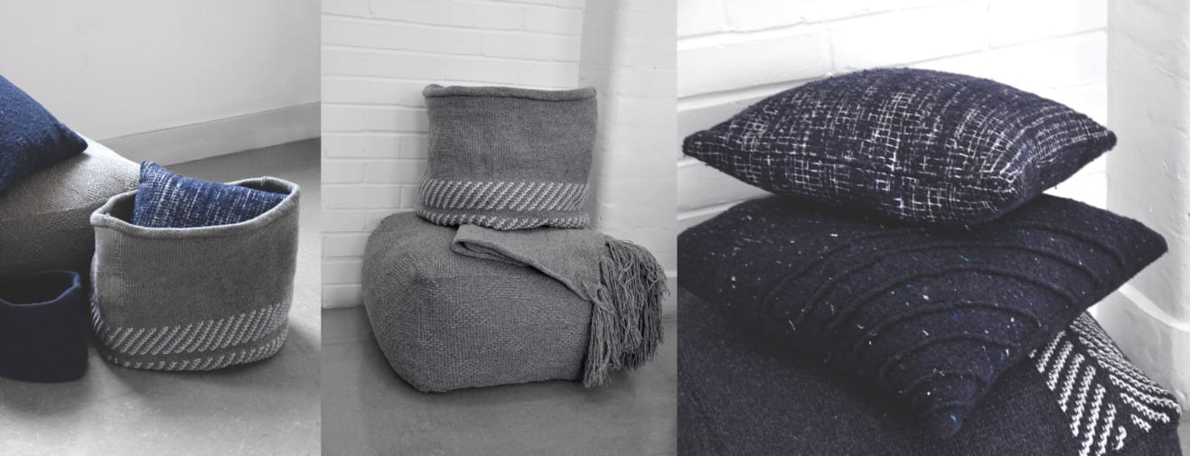 Grey cushions and fabric