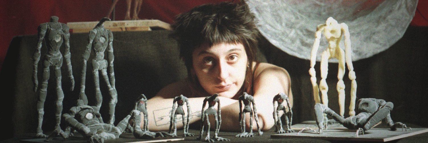 Emile posing with the models used in her film