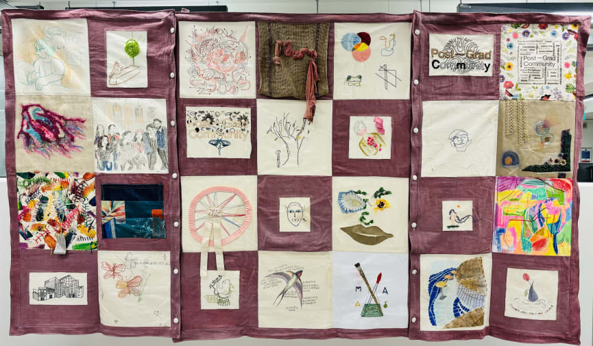 a large textile piece of artwork