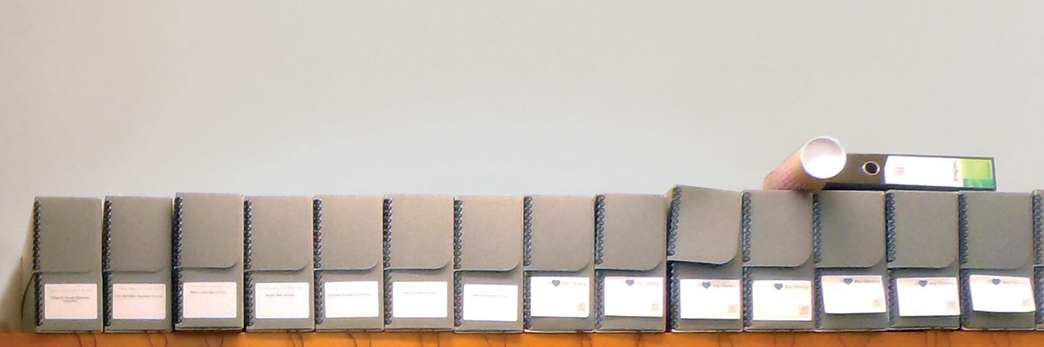 Shelf of grey archive boxes