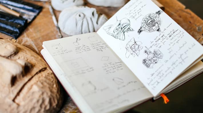Sketchbook on a table