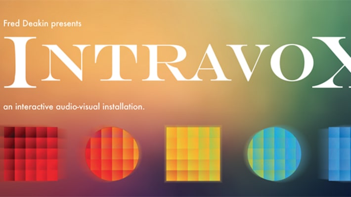 A brightly coloured poster with a number of different shapes across the bottom