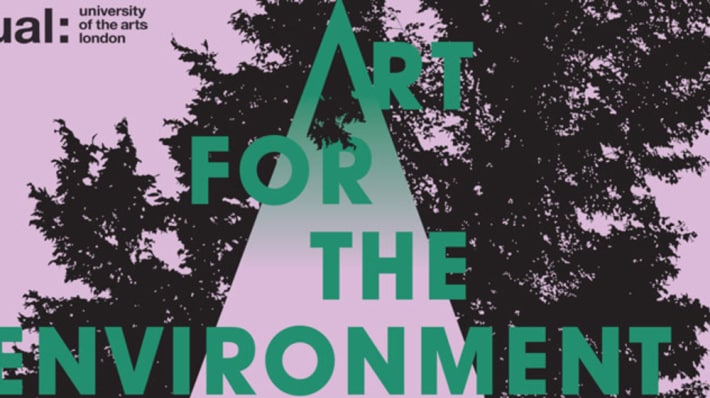 Graphic of the shadow of a tree against a lilac background with 'Art for the Environment' written across it in green lettering