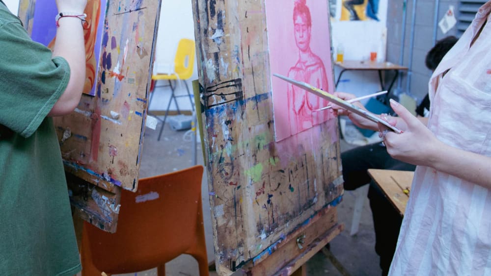 Students painting