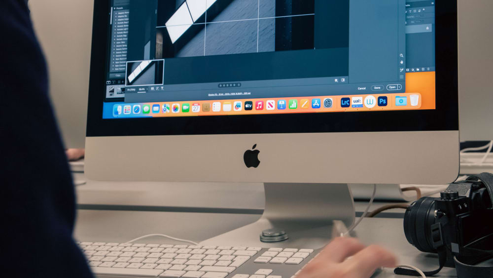 Student editing on iMac