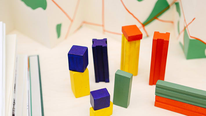 Colourful blocks on a white background
