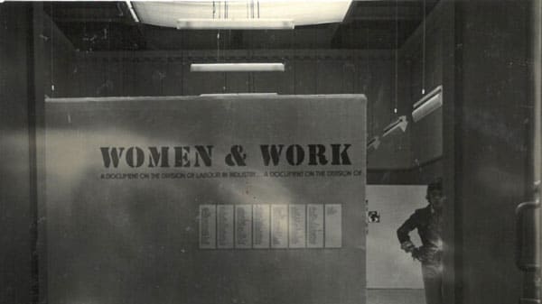 Installation view of Women and Work: A Document on the Division of Labour in Industry, 1975 (artists: Margaret Harrison, Kay Hunt and Mary Kelly). Photo: South London Gallery archive  