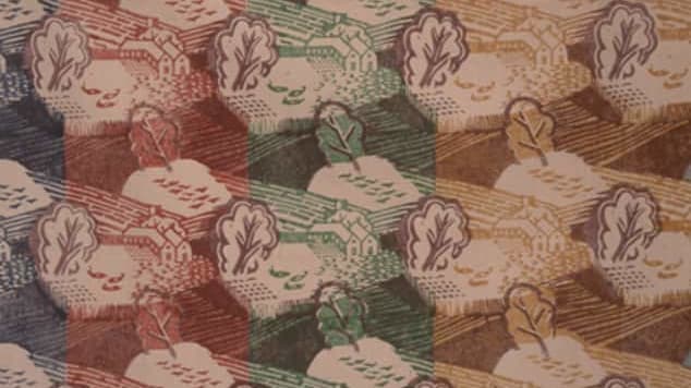 A textiles print of trees
