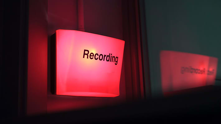 Red light indicating recording is taking place.