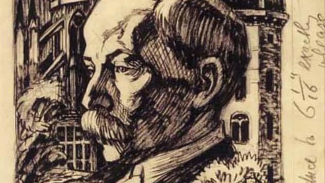 A drawing of W R Lethaby