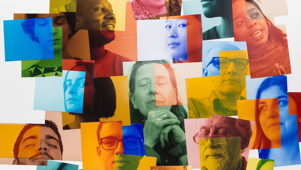 Collage of people's portraits