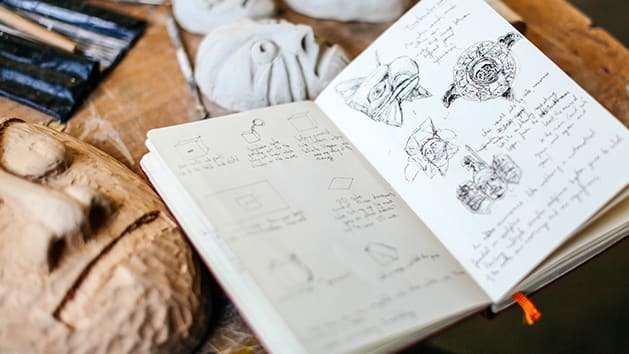 Sketchbook on a table