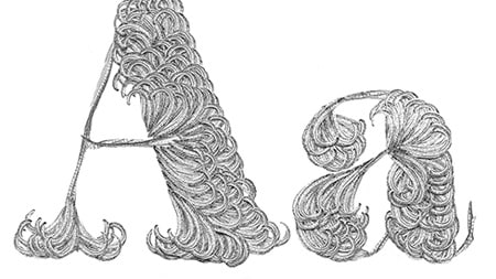 Lower and upper case A in floral design