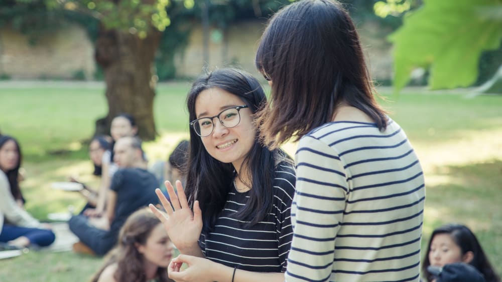 UAL students in the park in the summer