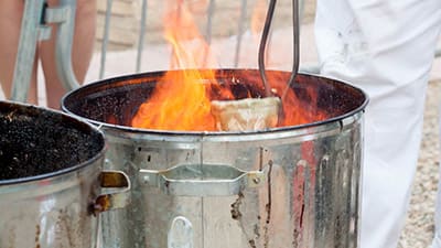 Fire in a metal can