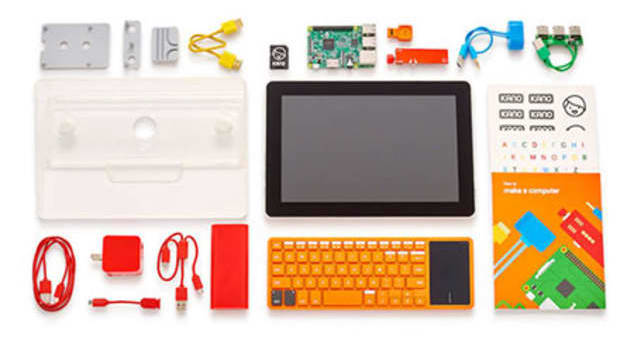 electronic objects laid out on a table