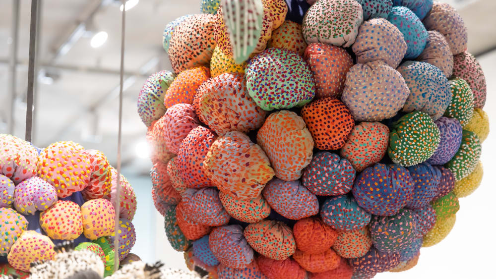 Installation made of colourful materials