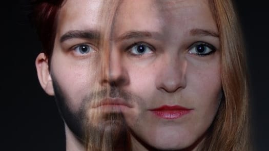 Two faces layered over each other
